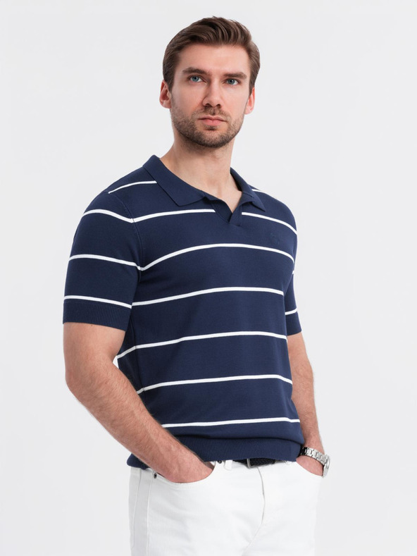 Ombre Clothing Polo in viscosa a righe orizzontali Ombre Clothing