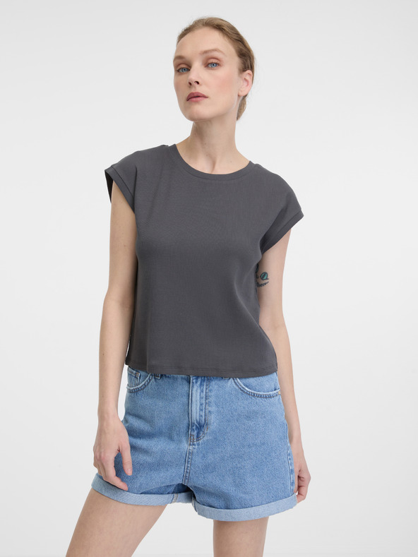 Orsay T-shirt corto grigio a maniche corte da donna ORSAY