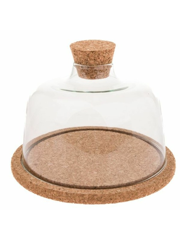 Casa de Engel Coperchio in vetro con vassoio in sughero h 11cm, 18/180