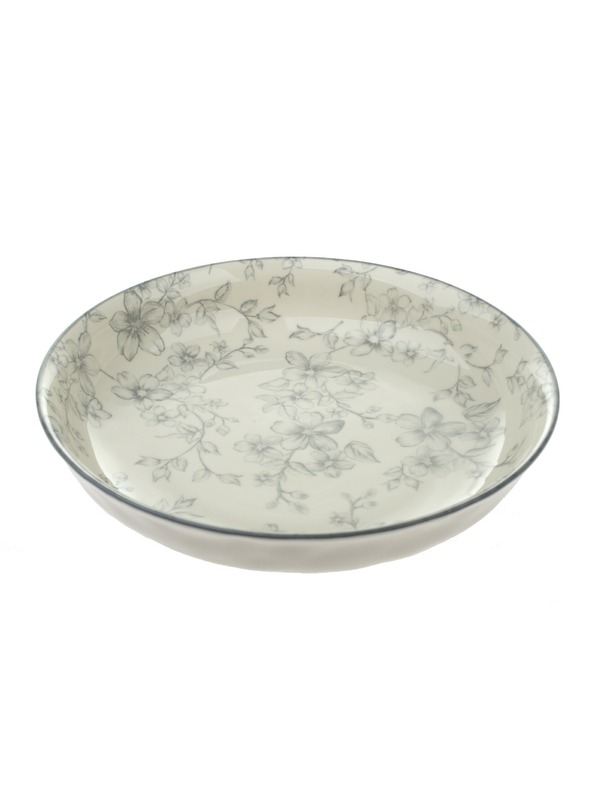 Casa de Engel Piatto fondo in ceramica Ø 20cm - fiori grigi, 6/24