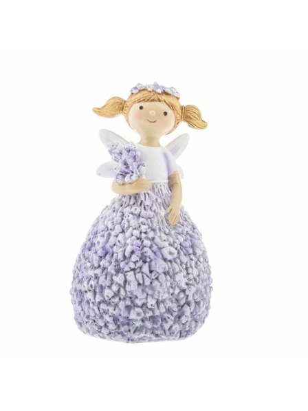 Casa de Engel Statuetta in poliresina con fiori viola, 12/108