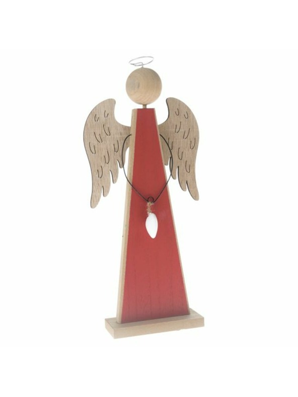 Casa de Engel Angelo in legno con cuore - rosso, 6/24