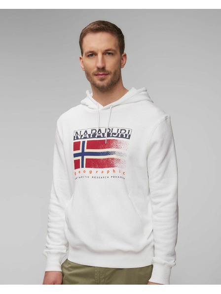 Napapijri Felpa bianca con cappuccio da uomo Napapijri B-Kreis H 002 Bright White