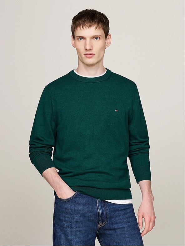 Tommy Hilfiger Maglione uomo verde Ornamental Green Heather Tommy Hilfiger