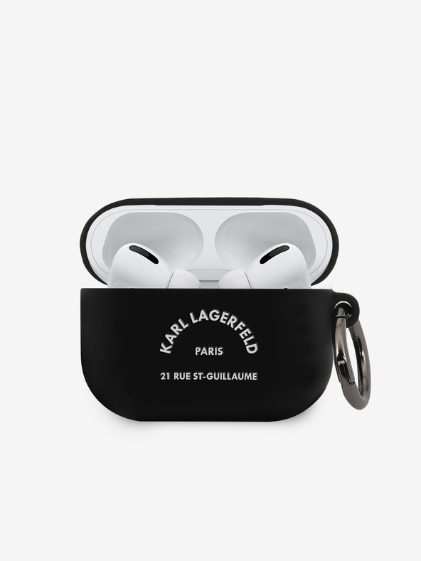 Karl Lagerfeld Cover in silicone Rue St Guillaume per Airpods Pro nera Karl Lagerfeld
