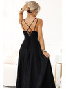 numoco Vestito lungo nero scintillante con allacciatura a corsetto sul retro