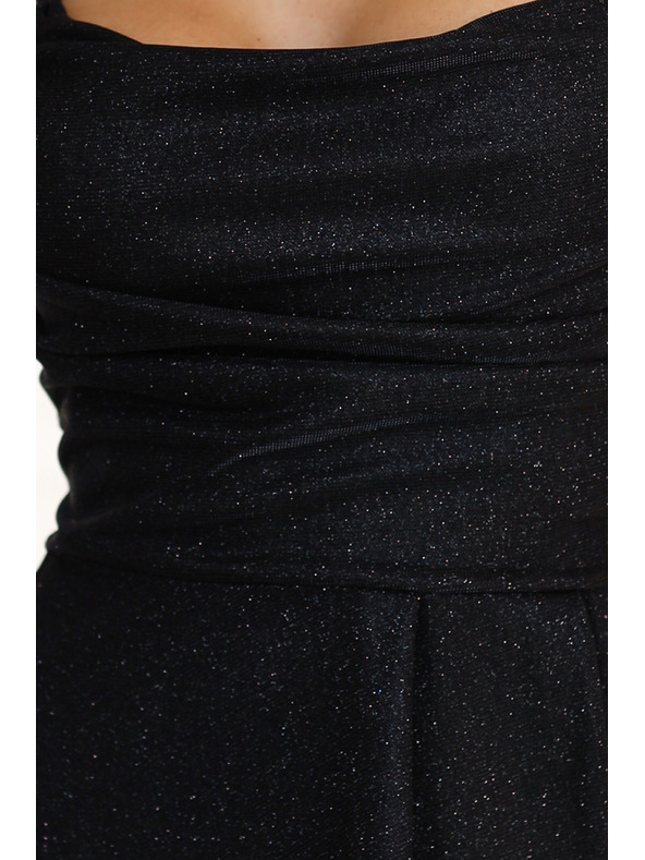numoco Vestito lungo nero scintillante con allacciatura a corsetto sul retro