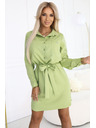 numoco Vestito camicia oliva CAMILLE con tasche e laccio