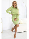 numoco Vestito camicia oliva CAMILLE con tasche e laccio