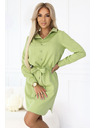 numoco Vestito camicia oliva CAMILLE con tasche e laccio