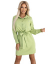 numoco Vestito camicia oliva CAMILLE con tasche e laccio