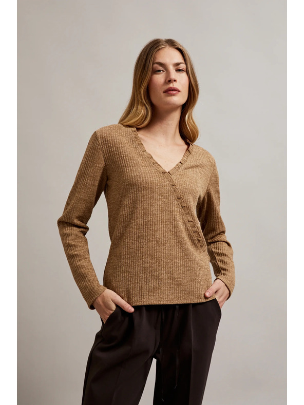 Moodo Top beige da donna a maniche lunghe