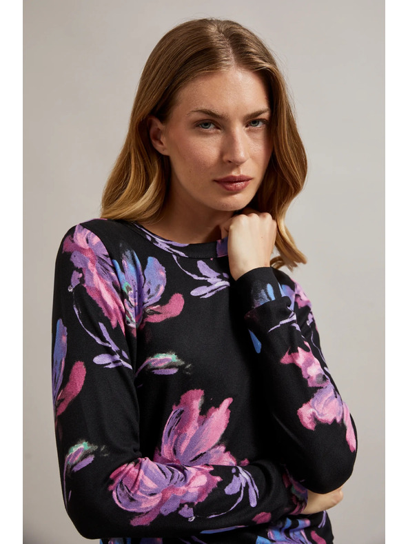 Moodo Maglione floreale viola e nero