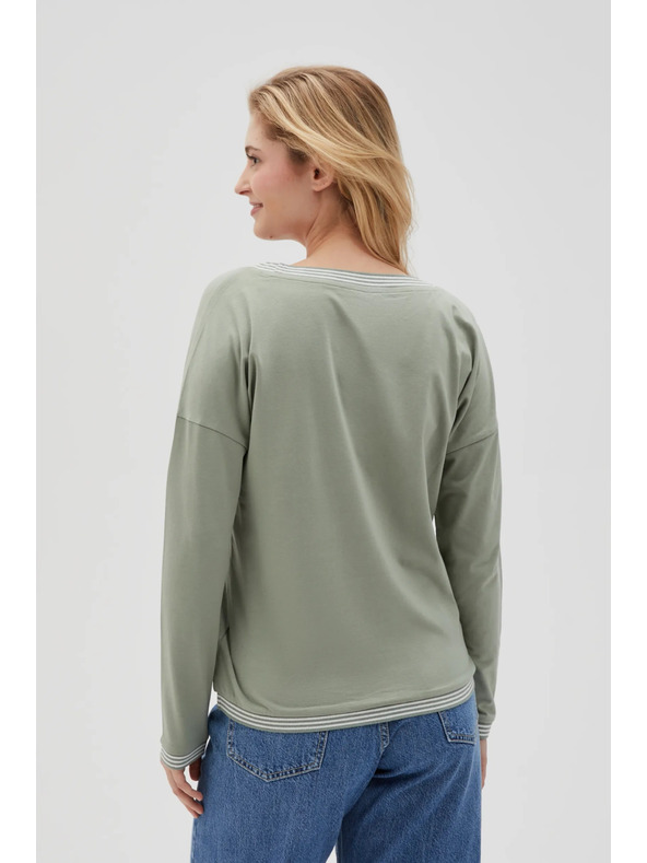 Moodo T-shirt verde oliva a maniche lunghe da donna Moodo
