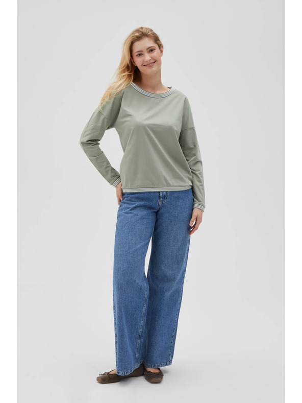 Moodo T-shirt verde oliva a maniche lunghe da donna Moodo