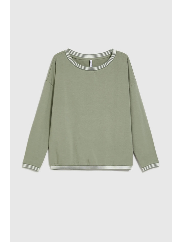 Moodo T-shirt verde oliva a maniche lunghe da donna Moodo