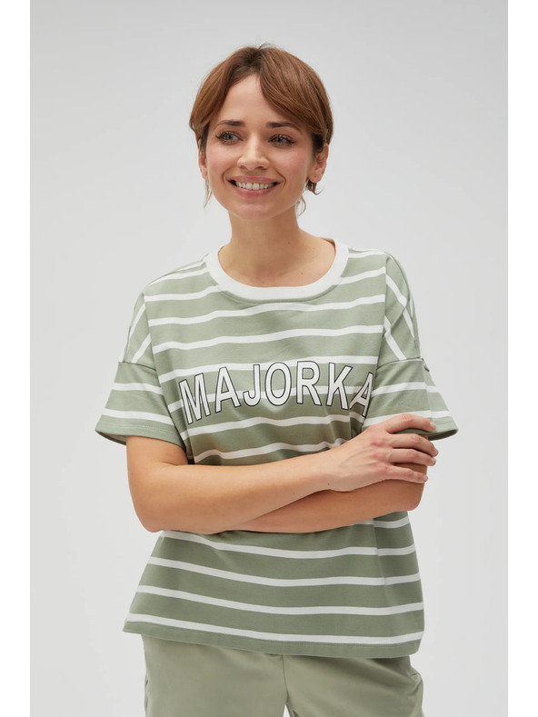 Moodo Maglietta a righe verde oliva