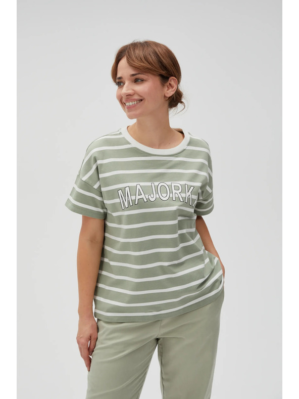 Moodo Maglietta a righe verde oliva