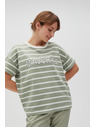 Moodo Maglietta a righe verde oliva