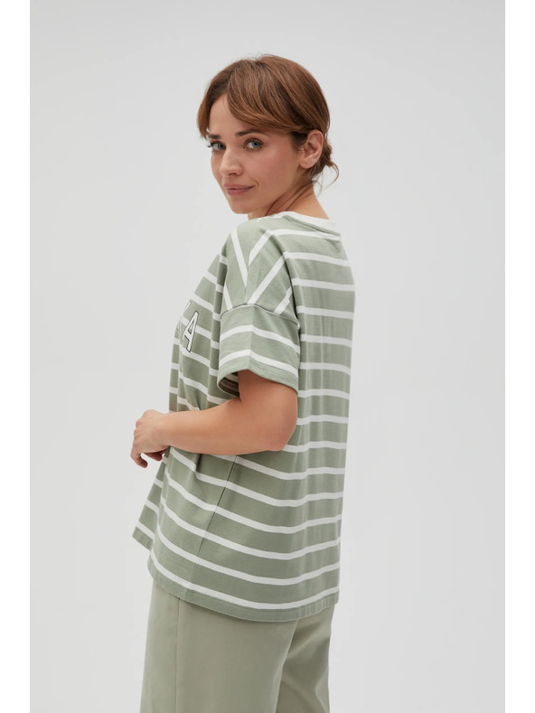 Moodo Maglietta a righe verde oliva