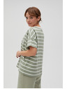 Moodo Maglietta a righe verde oliva