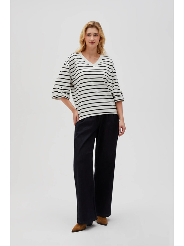 Moodo Maglietta sciolta a righe bianche e nere