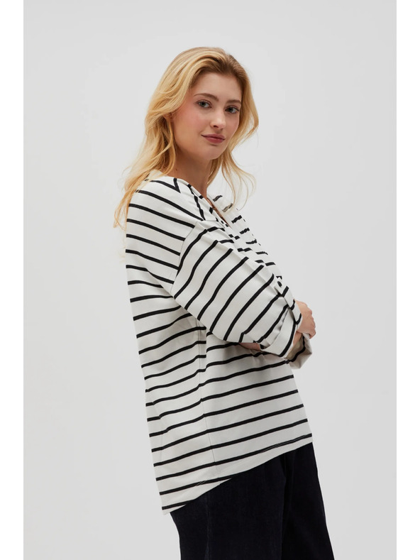 Moodo Maglietta sciolta a righe bianche e nere