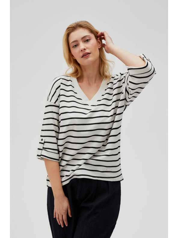 Moodo Maglietta sciolta a righe bianche e nere