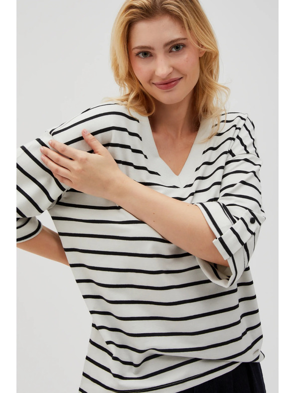 Moodo Maglietta sciolta a righe bianche e nere