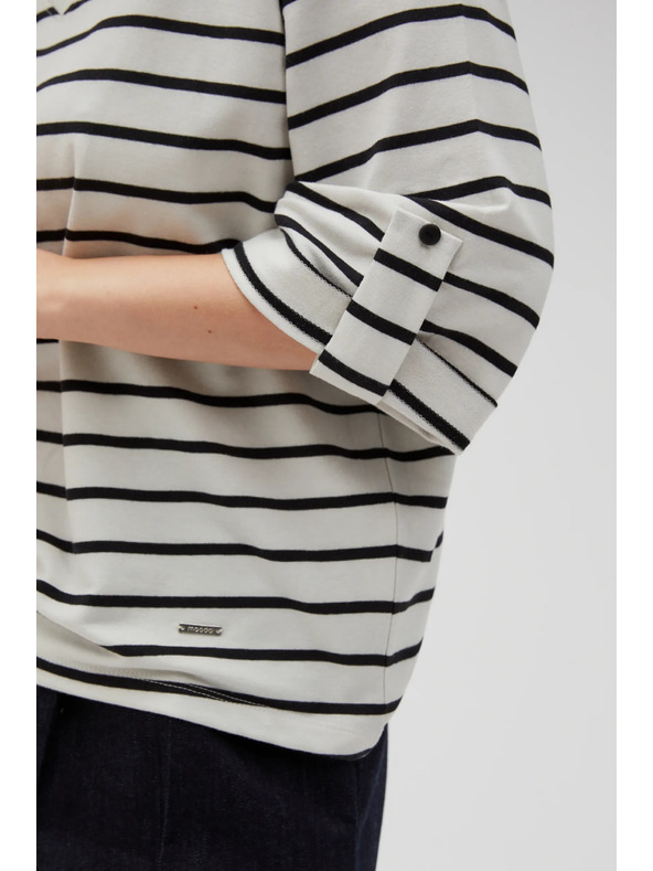 Moodo Maglietta sciolta a righe bianche e nere