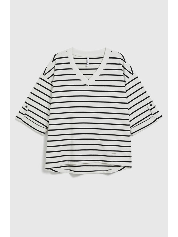 Moodo Maglietta sciolta a righe bianche e nere