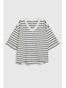 Moodo Maglietta sciolta a righe bianche e nere