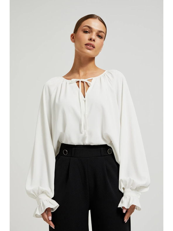 Moodo Blusa bianca da donna con volant