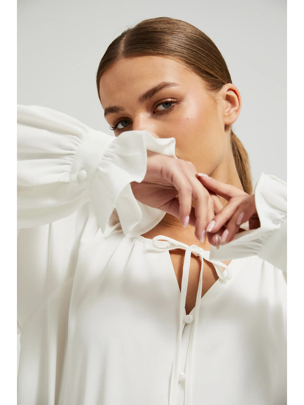 Moodo Blusa bianca da donna con volant