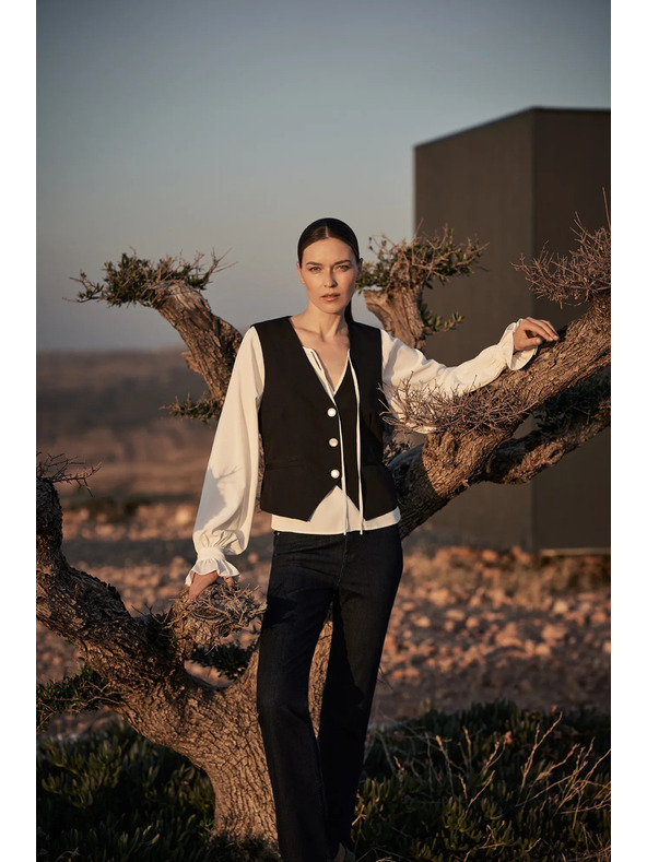 Moodo Blusa bianca da donna con volant