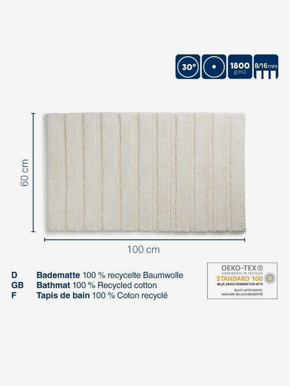 Kela Tappetino da bagno Megan 100x60 cm cotone argento-grigio KELA