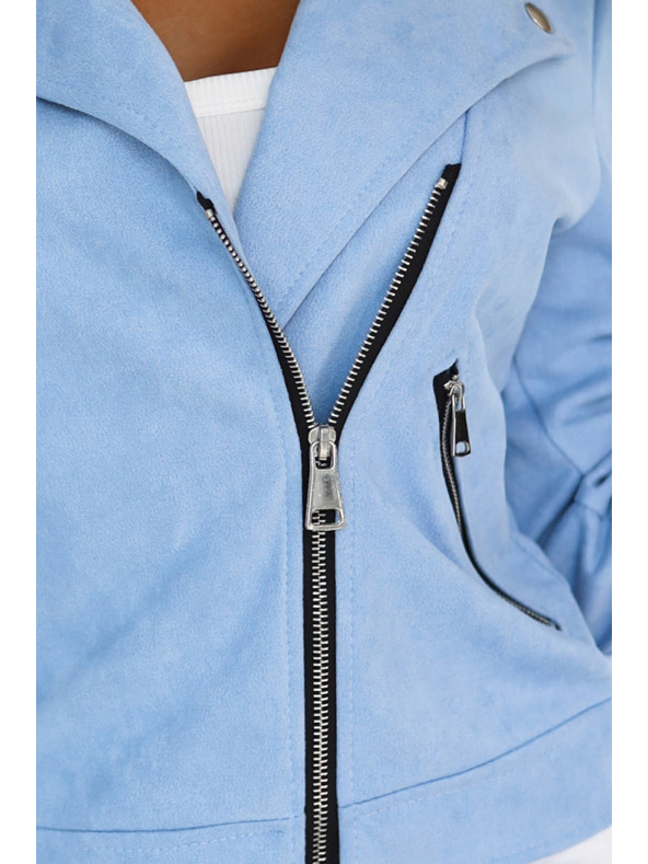 numoco Giacca da motociclista in scamosciato azzurro chiaro con maniche lunghe e zip