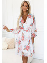 numoco Vestito a fiori in chiffon con scollo a incrocio e maniche lunghe