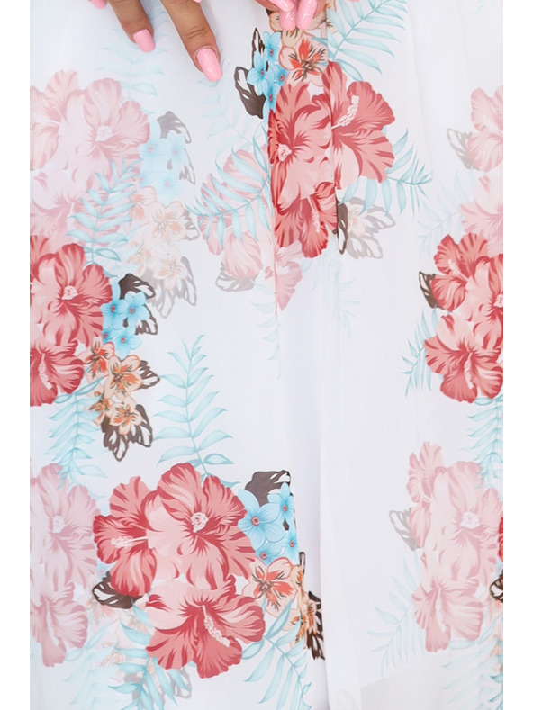 numoco Vestito a fiori in chiffon con scollo a incrocio e maniche lunghe