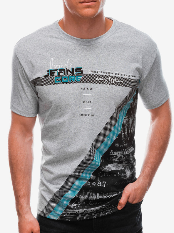 Edoti T-shirt da uomo con stampa - grigia EDOTI