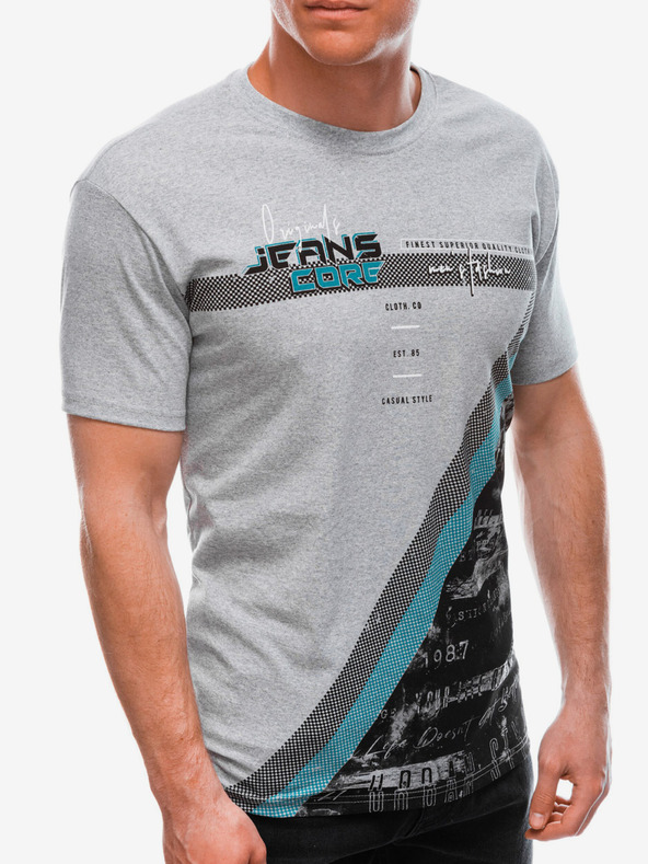 Edoti T-shirt da uomo con stampa - grigia EDOTI