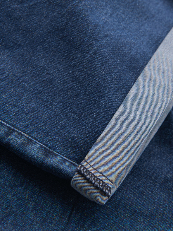 Ombre Clothing Pantaloncini di jeans da uomo con risvolto - blu scuro