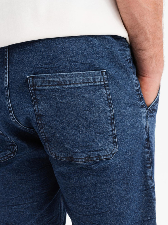 Ombre Clothing Pantaloncini di jeans da uomo con risvolto - blu scuro