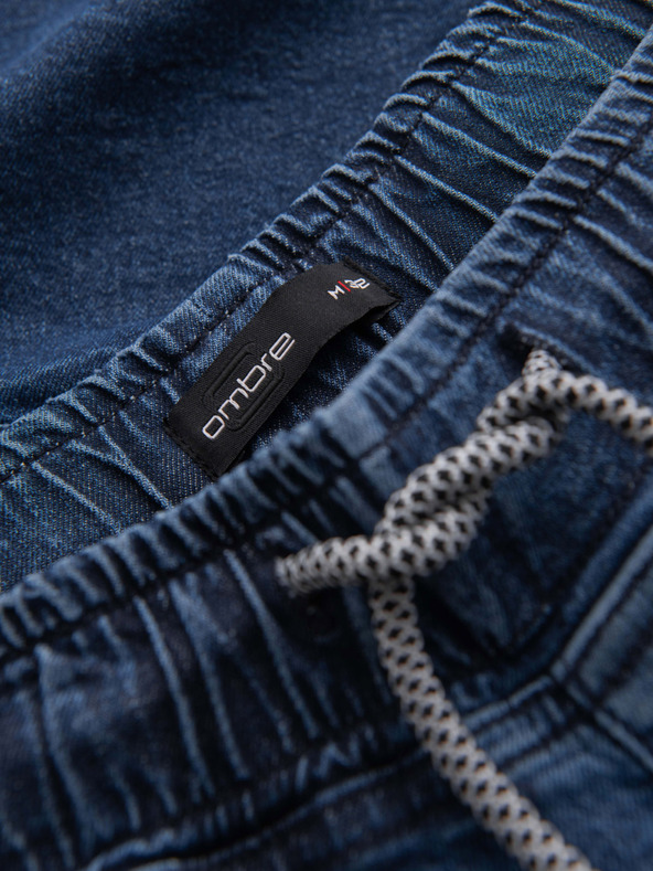 Ombre Clothing Pantaloncini di jeans da uomo con risvolto - blu scuro