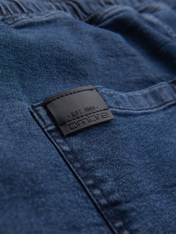 Ombre Clothing Pantaloncini di jeans da uomo con risvolto - blu scuro