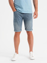 Ombre Clothing Shorts di jeans da uomo con risvolto - blu chiaro