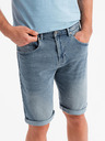 Ombre Clothing Shorts di jeans da uomo con risvolto - blu chiaro