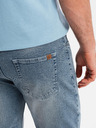 Ombre Clothing Shorts di jeans da uomo con risvolto - blu chiaro