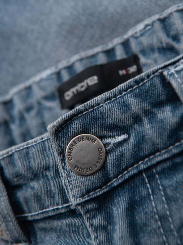 Ombre Clothing Shorts di jeans da uomo con risvolto - blu chiaro