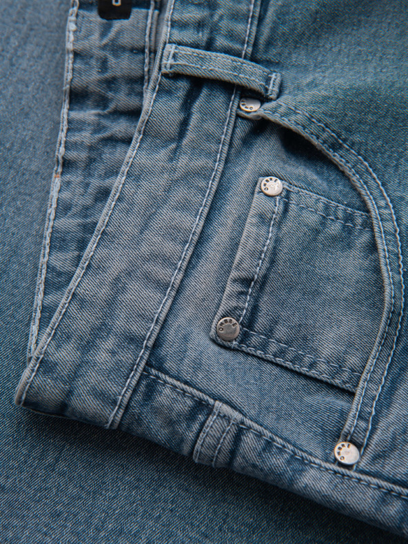 Ombre Clothing Shorts di jeans da uomo con risvolto - blu chiaro